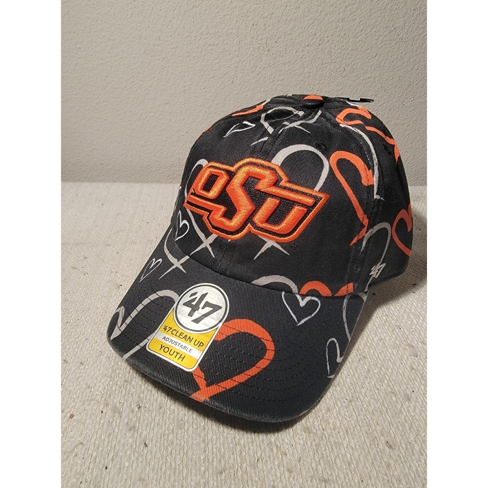 Oklahoma State Cowboys 47 Brand Clean Up Adjustable Hat -‎ Black Adore Youth NEW